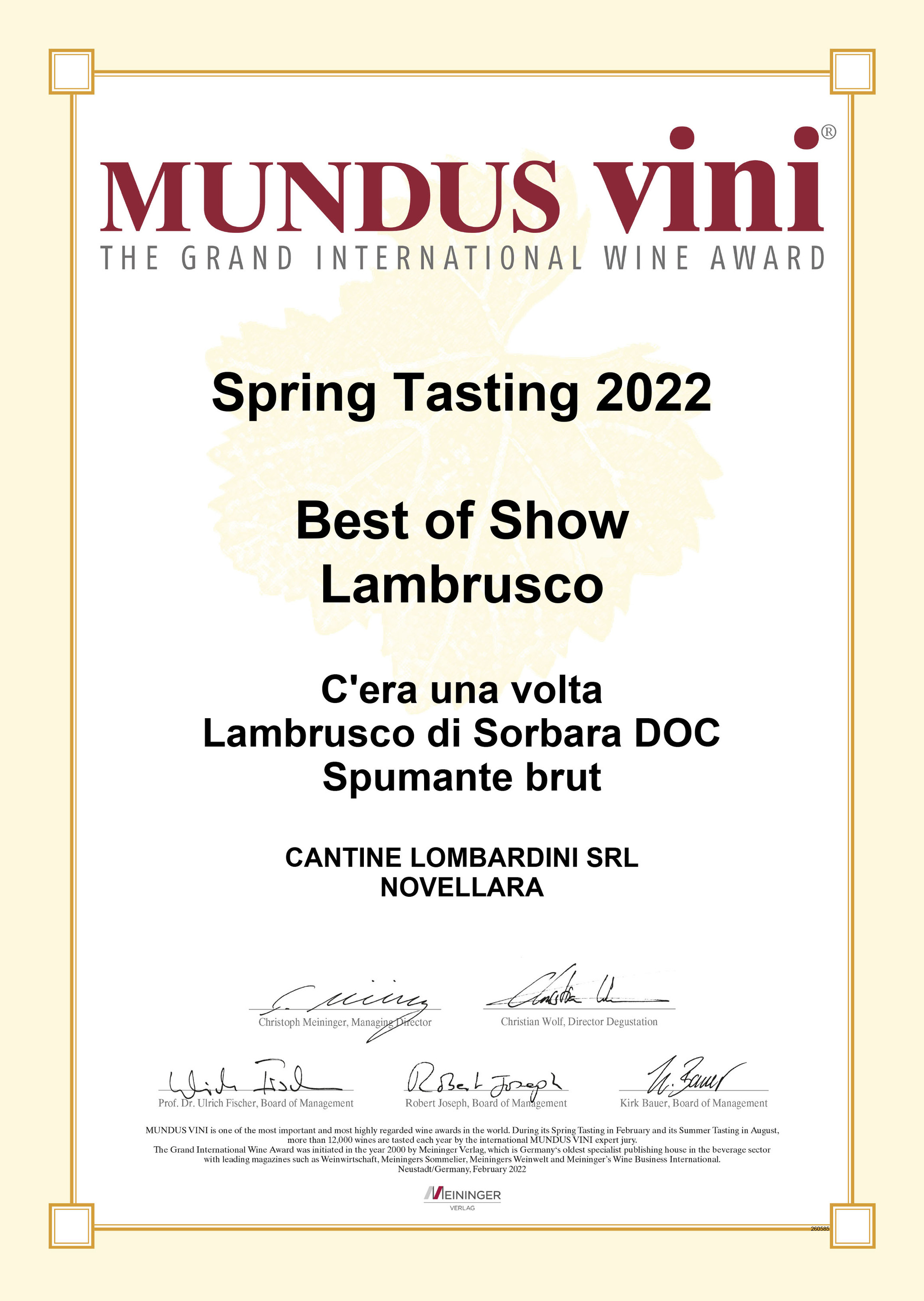 MUNDUS VINI GOLD MEDAL SPRINGTASTING 2021 - Lombardini Vini MUNDUS VINI GOLD MEDAL SPRINGTASTING 2021 - Lombardini Vini