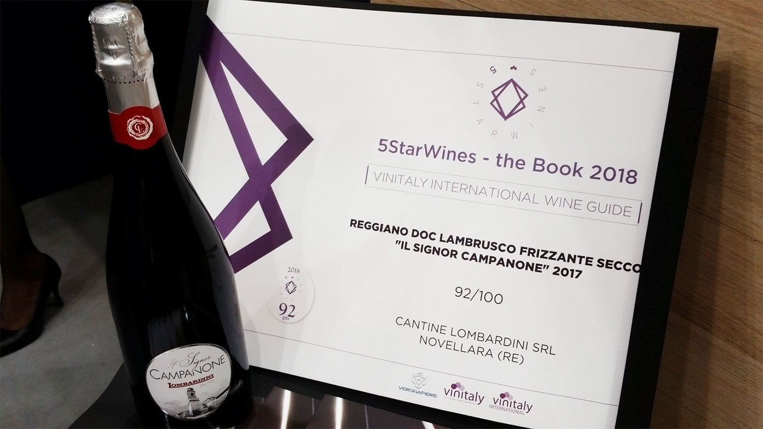 Il Signor Campanone nella guida "5 Star Wines 2018" di Vinitaly